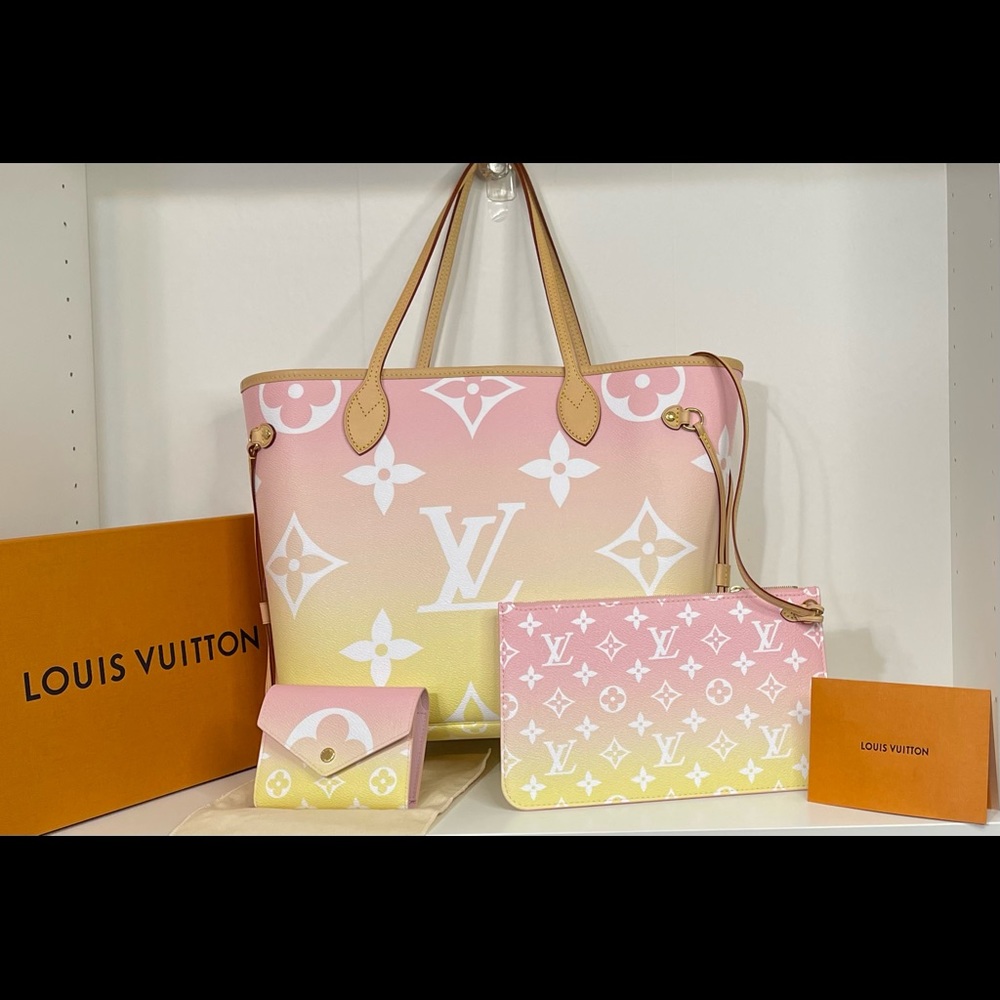 Louis Vuitton Pool Collection Rose MM Neverfull + Pouch BRAND NEW w/BOX